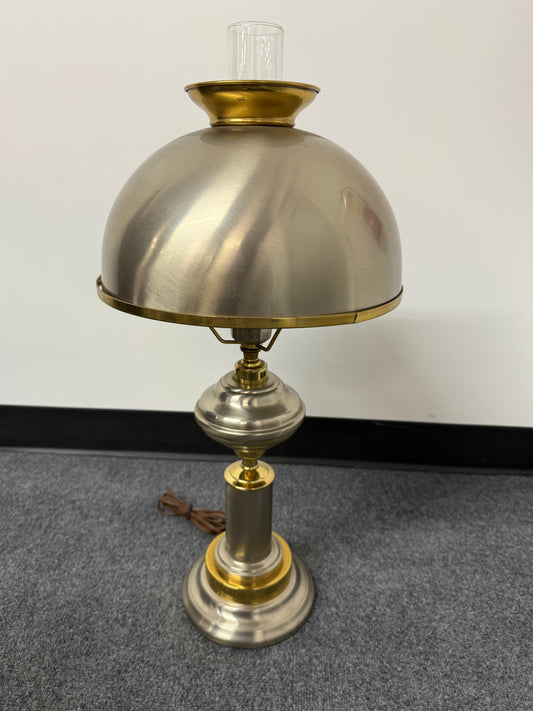 Vintage Brass & Steel Hurricane Dome Lamp - Timeless Elegance!